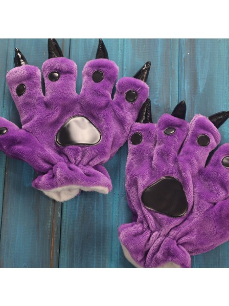 Violett Onesies Tier Hände Paw Flanell Cartoon Handschuhe