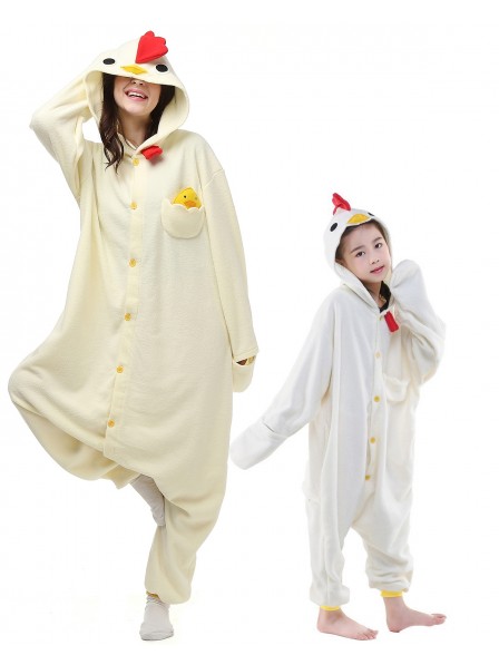 Weißer Hahn Kigurumi Onesie Pyjamas Tier Kostüme für Erwachsene und Kinder