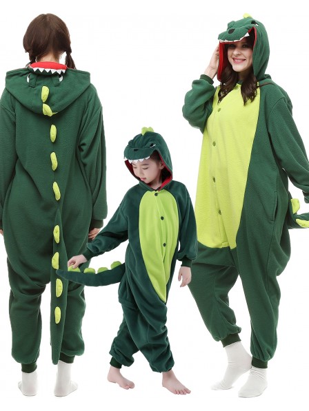Grün Dinosaurierier Kigurumi Onesie Pyjamas Tier Kostüme für Erwachsene und Kinder