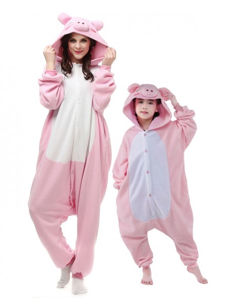 Pink Schwein Kigurumi Unisex Onesie Pyjamas Tier Kostüme für Erwachsene und Kinder
