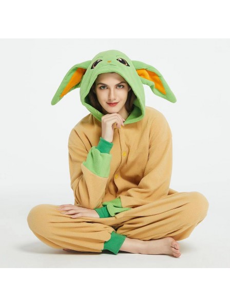 Erwachsenen Yoda Fasching Kostüm Overall Cosplay Halloween für Frauen & Männer