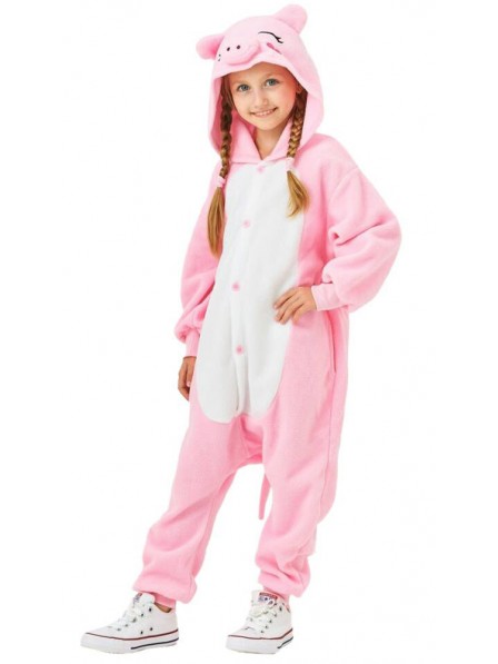 Kinder Rosa Schwein Fasching Kostüm Onesie Schlafanzug Halloween Freizeitkleidung