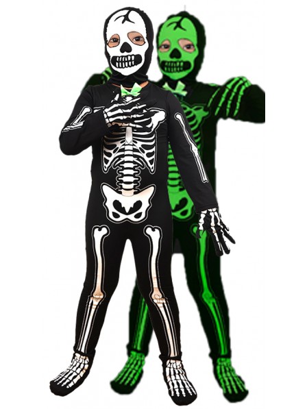 Kinder Skelett Fasching Kostüm Jumpsuit Cosplay Halloween Party Outfit