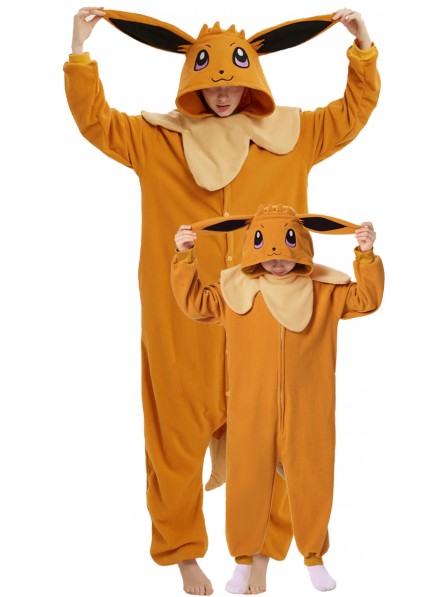 Erwachsene & Kinder Eevee Fasching Kostüm Onesie Jumpsuit Freizeitkleidung Schlafanzug Einfacher Cosplay