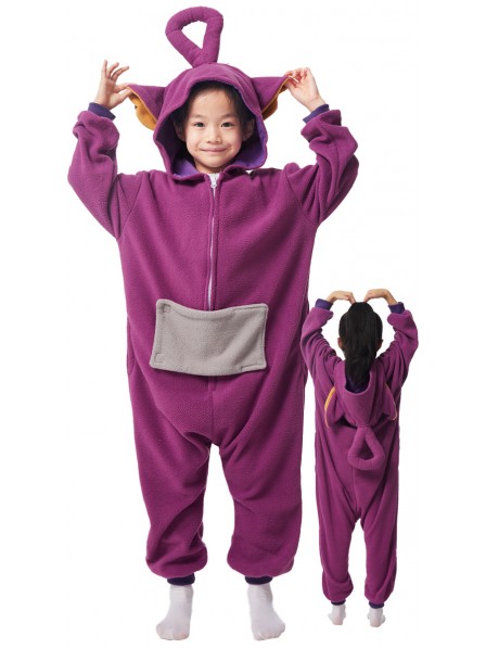 Kinder Teletubbies Tinky-Winky Fasching Kostüm Onesie Jumpsuit Freizeitkleidung Schlafanzug Einfacher Cosplay-Anzug