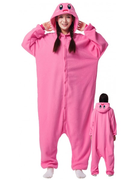 Erwachsenes Kirby Fasching Kostüm Onesie Jumpsuit Freizeitkleidung Schlafanzug Einfacher Cosplay-Anzug