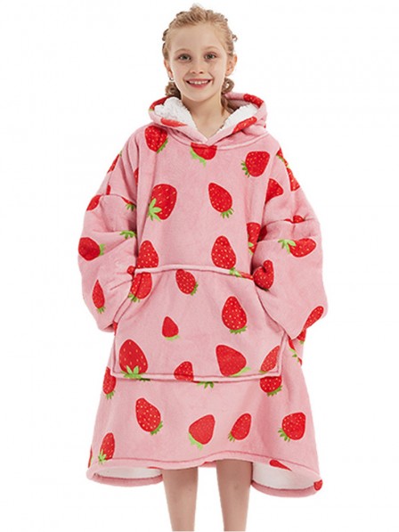 Süße Erdbeer Decken Hoodie Gemütlicher Decken Sweatshirt für Kinder