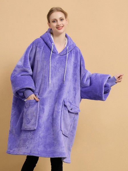 Tragbare Decken Hoodie Übergroße Decken Warmes Flanell Nachthemd