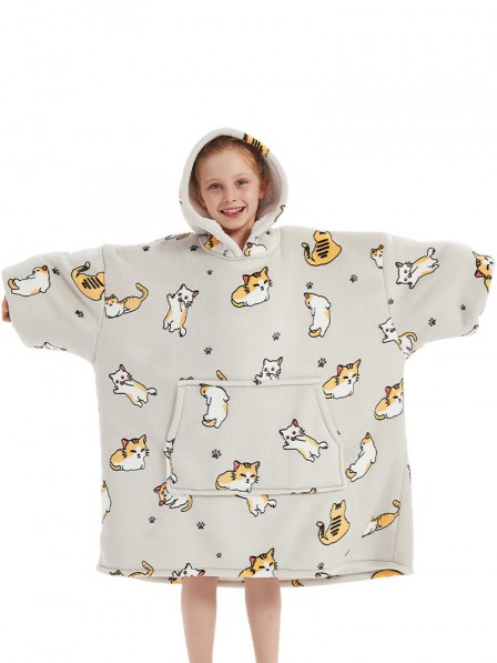 Niedlicher Katzen Hoodie Decke Kinder Warmes Sweatshirt