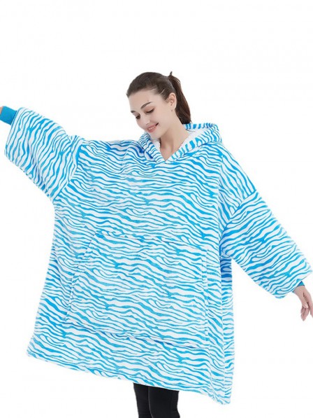 Tragbare Hoodie Decke Zebra-Druck Übergroße Sweatshirt Decke