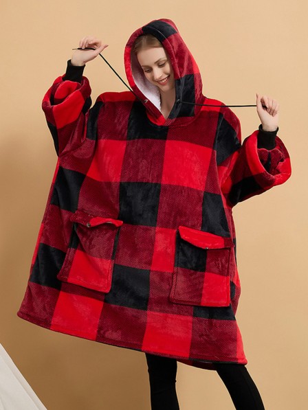 Warme Hoodie Decke Übergroße Tragbare Decke Flanell Homewear