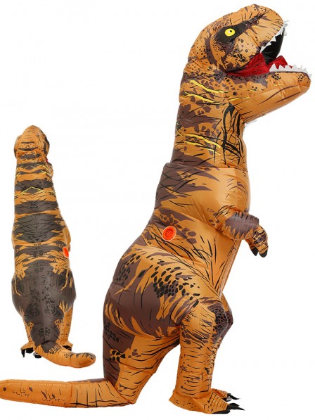 Trex Kostüm aufblasbares Dinosaurier Kostüm Halloween Kostüm für Erwachsene und Kinder Braun