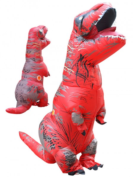 Trex Kostüm aufblasbares Dinosaurier Kostüm Halloween Kostüm für Erwachsene und Kinder Rot