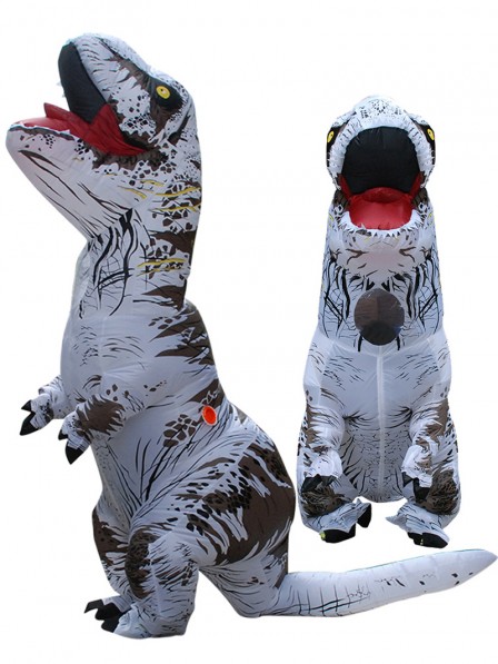 Trex Kostüm aufblasbares Dinosaurier Kostüm Halloween Kostüm für Erwachsene und Kinder Weiß