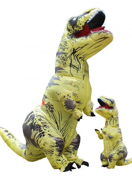 Trex Kostüm aufblasbares Dinosaurier Kostüm Halloween Kostüm für Erwachsene und Kinder Gelb