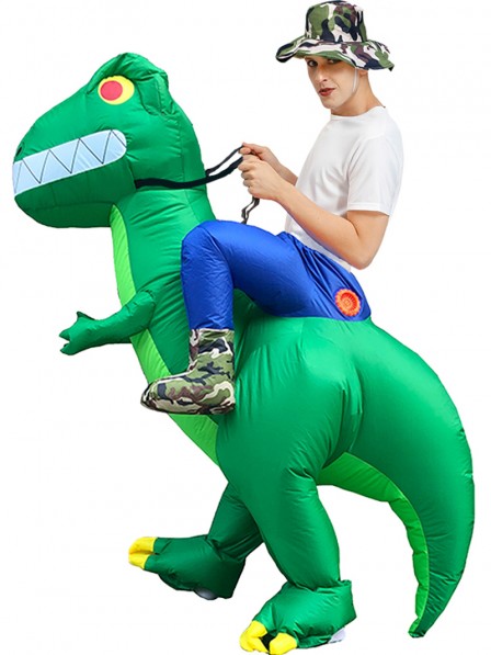 Aufblasbares Dinosaurier Kostüm das auf Trex reitet Deluxe Halloween Kostüme
