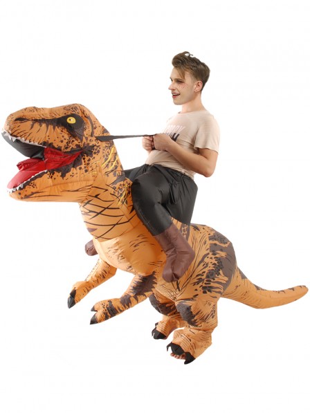 Aufblasbares Dinosaurier Kostüm Reiter Trex Blow up Deluxe Halloween Kostüme Braun