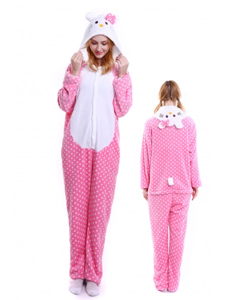 Hello Kitty Pink Pyjama Onesies Weich Tier Kostüme Für Damen & Herren Schlafanzug Kostüm