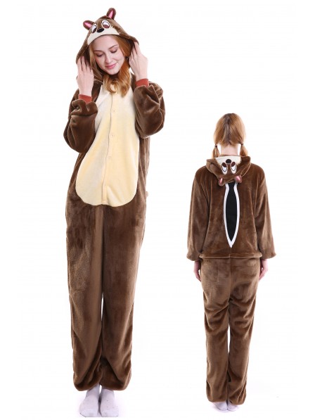 Streifenhörnchen Pyjama Onesies Weich Tier Kostüme Für Damen & Herren Schlafanzug Kostüm