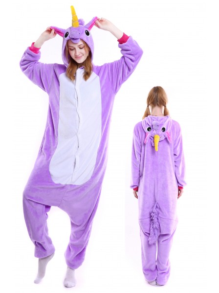 Violettes Einhorn Pyjama Onesies Weich Tier Kostüme Für Damen & Herren Schlafanzug Kostüm