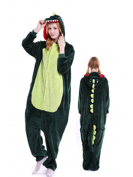 Grün Dinosaurierier Pyjama Onesies Weich Tier Kostüme Für Damen & Herren Schlafanzug Kostüm