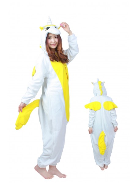 Gelbes Einhorn Pyjama Onesies Weich Tier Kostüme Für Damen & Herren Schlafanzug Kostüm
