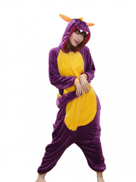 Violetter Drachen Pyjama Onesies Weich Tier Kostüme Für Erwachsene Schlafanzug Kostüm