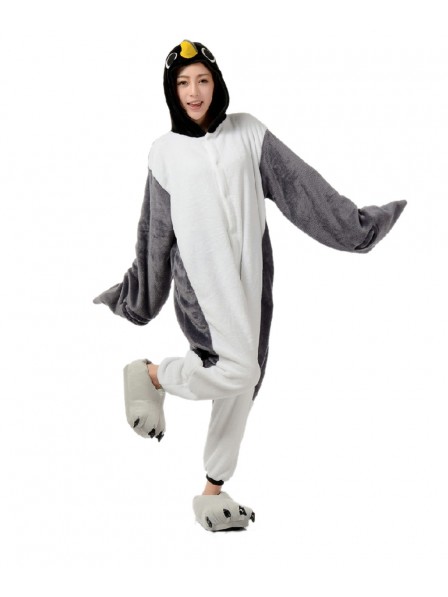 Grauer Pinguin Pyjama Onesies Weich Tier Kostüme Für Damen & Herren Schlafanzug Kostüm