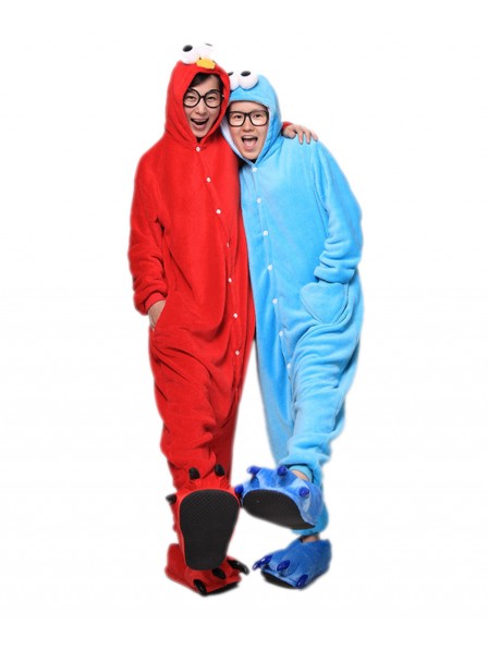 Rot Cookie Monster Pyjama Onesies Weich Tier Kostüme Für Damen & Herren Schlafanzug Kostüm