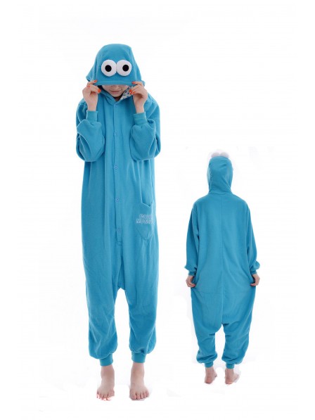 Blau Cookie Monster Pyjama Onesies Weich Tier Kostüme Für Damen & Herren Schlafanzug Kostüm