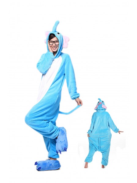 Blauer Elefant Pyjama Onesies Weich Tier Kostüme Für Damen & Herren Schlafanzug Kostüm