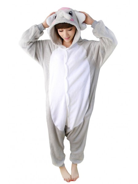 Grauer Elefant Pyjama Onesies Weich Tier Kostüme Für Damen & Herren Schlafanzug Kostüm
