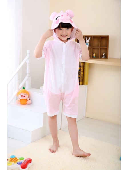 Pink Schwein Onesie Kids Kigurumi Sommer Kurze Ärmel Tier Kostüme Für Jugend
