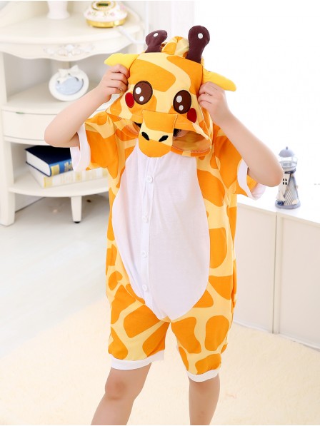 Giraffe Onesie Kids Kigurumi Sommer Kurze Ärmel Tier Kostüme Für Jugend