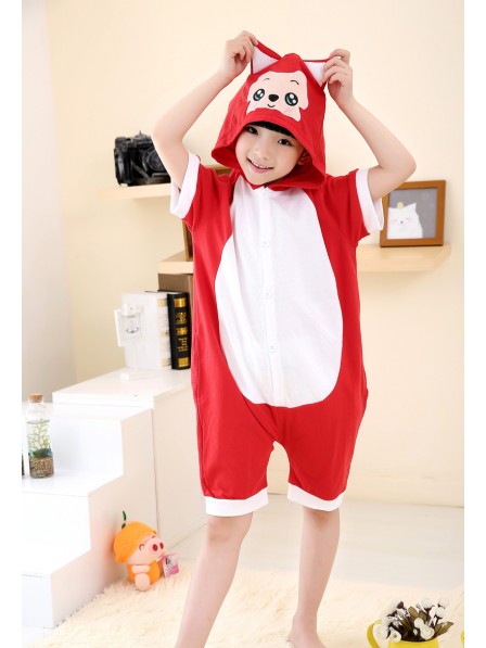 Roter Fuchs Onesie Kids Kigurumi Sommer Kurze Ärmel Tier Kostüme Für Jugend