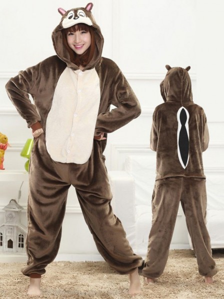 Streifenhörnchen Pyjama Onesie Tier Schlafanzug Kostüm