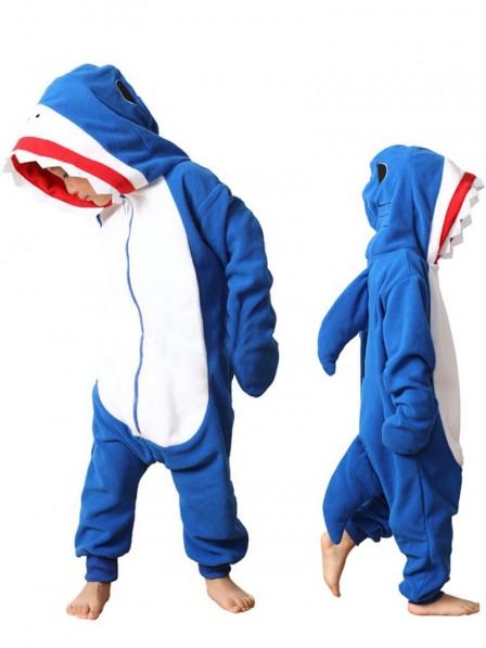 Kinder Haifisch Einteiler Kostüm Halloween Outfit für Jungen und Mädchen mit Reißverschluss