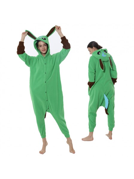 Green Eevee Kostüm Onesie Pyjama Halloween Outfit Party Schlafanzug