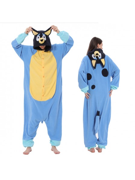Blauer Hund Kostüm Onesie Pyjama Halloween Outfit Party Schlafanzug