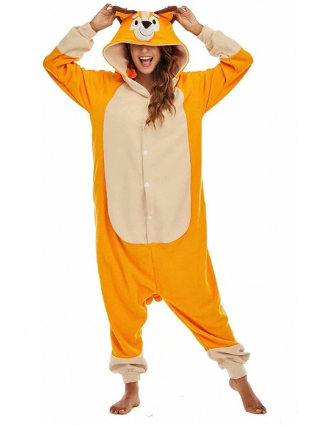 Gelber Hund Onesie Pyjama Kostüm Halloween Outfit for Erwachsene & Teens