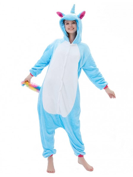 Blue Unicorn Onesie Pyjama Kostüm Halloween Outfit for Erwachsene & Teens