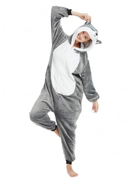 Husky Onesie Pyjama Kostüm Halloween Outfit for Erwachsene & Teens