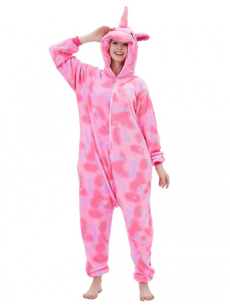 Pink Star Unicorn Onesie Pyjama Kostüm Halloween Outfit for Erwachsene & Teens