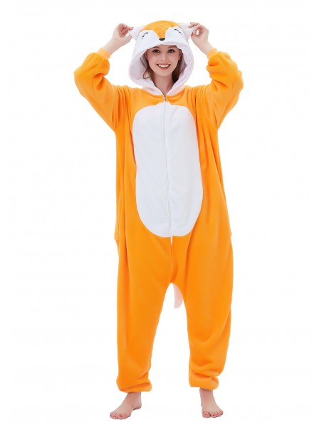 Fox Onesie Pyjama Kostüm Halloween Outfit for Erwachsene & Teens