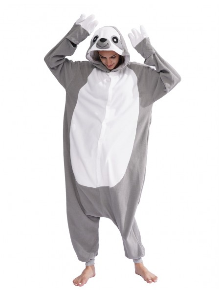 Grey Sloth Onesie Pyjama Kostüm Halloween Outfit for Erwachsene & Teens