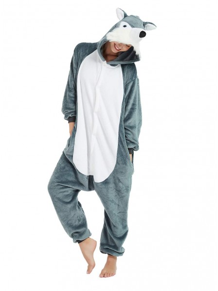 Wolf Onesie Pyjama Kostüm Halloween Outfit for Erwachsene & Teens