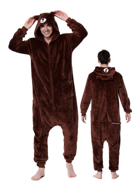 Brown Bear Onesie Pyjama Kostüm Für Erwachsene Schlafanzug