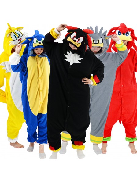 Sonic Costume Knuckles & Tails & Shadow & Silver the Hedgehog Onesie Pyjama Kostüm Für Erwachsene Schlafanzug