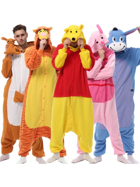 Winnie the Pooh & Tigger & Piglet & Eeyore Onesie Pyjama Kostüm Für Erwachsene Schlafanzug