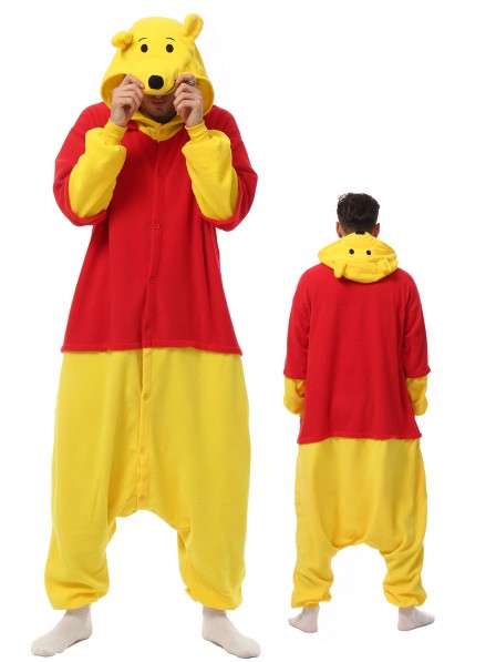 Mens Winnie the Pooh Onesie Pyjama Kostüm Für Erwachsene Schlafanzug